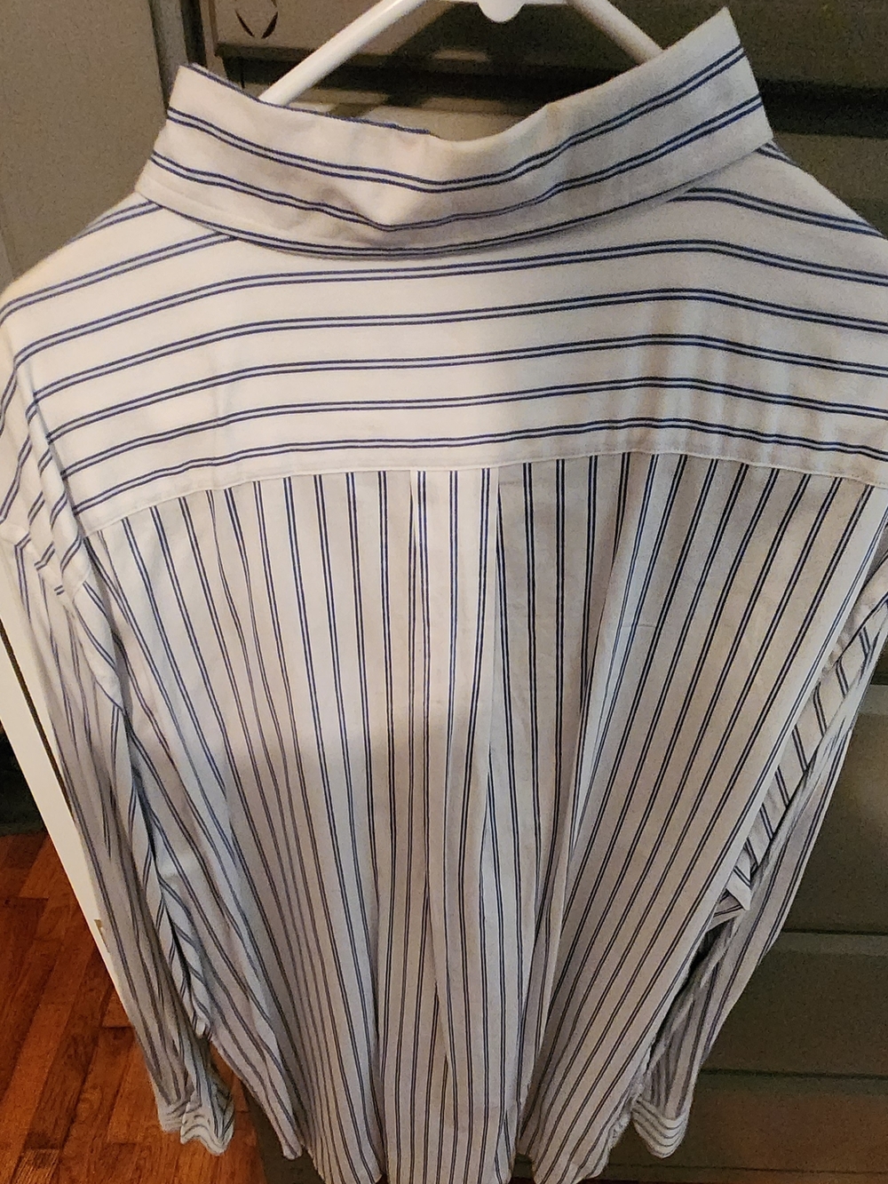 Chaps Blue and White Striped Button-Down Shirt